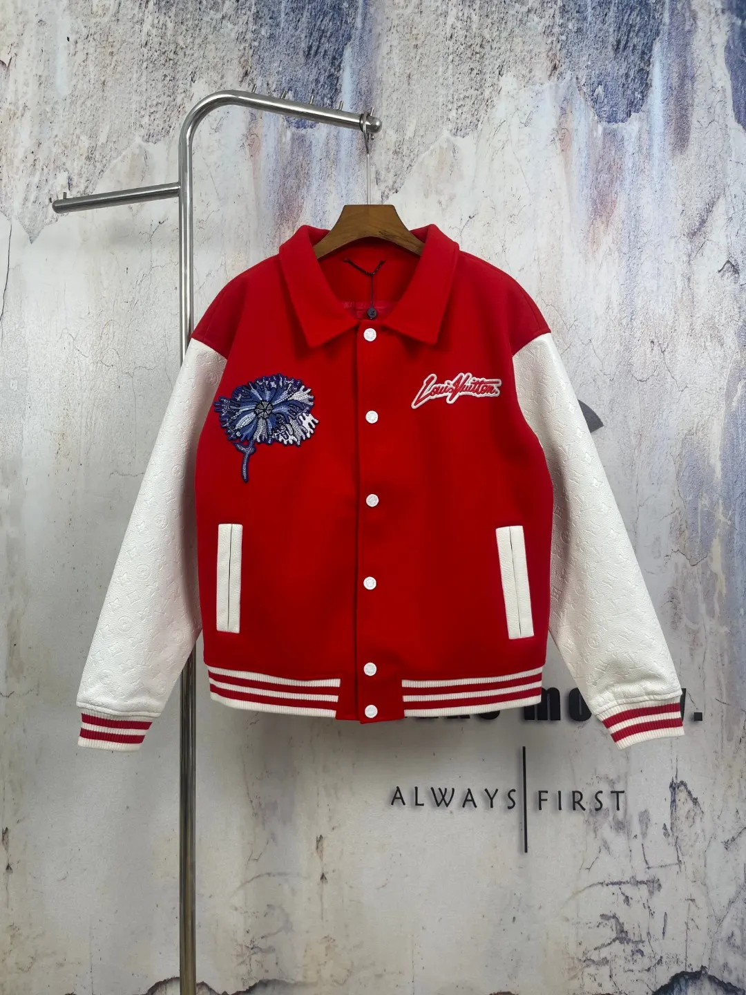 Floral Embroidered Wool-Blend Varsity Jacket D45024588