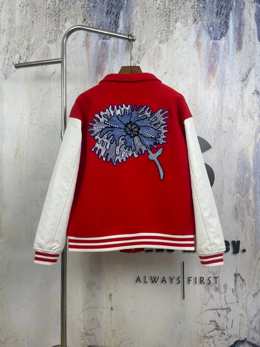 Floral Embroidered Wool-Blend Varsity Jacket D45024588 — view 2