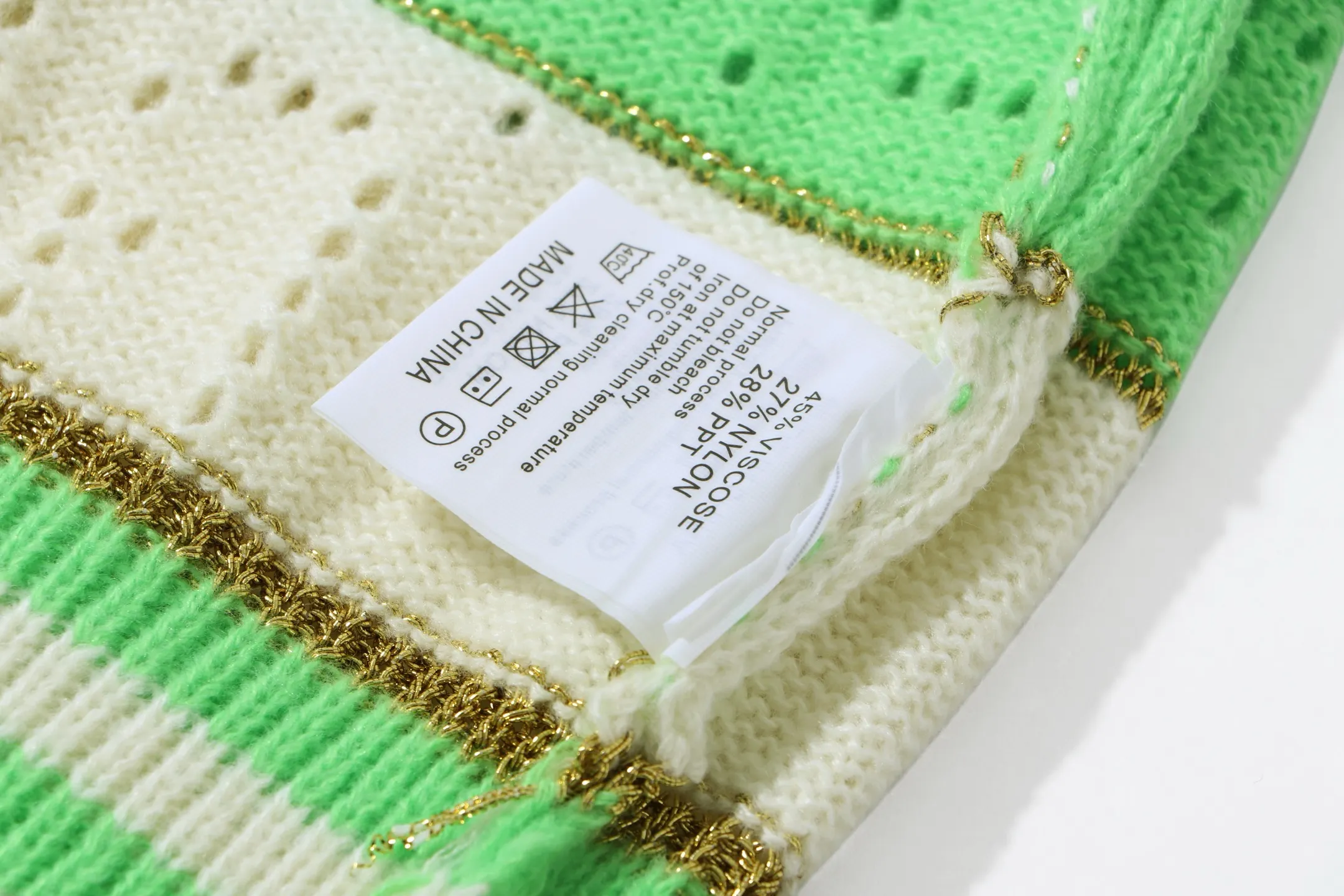 GG Perforated Striped Knit Sweater D20023430 — view 3