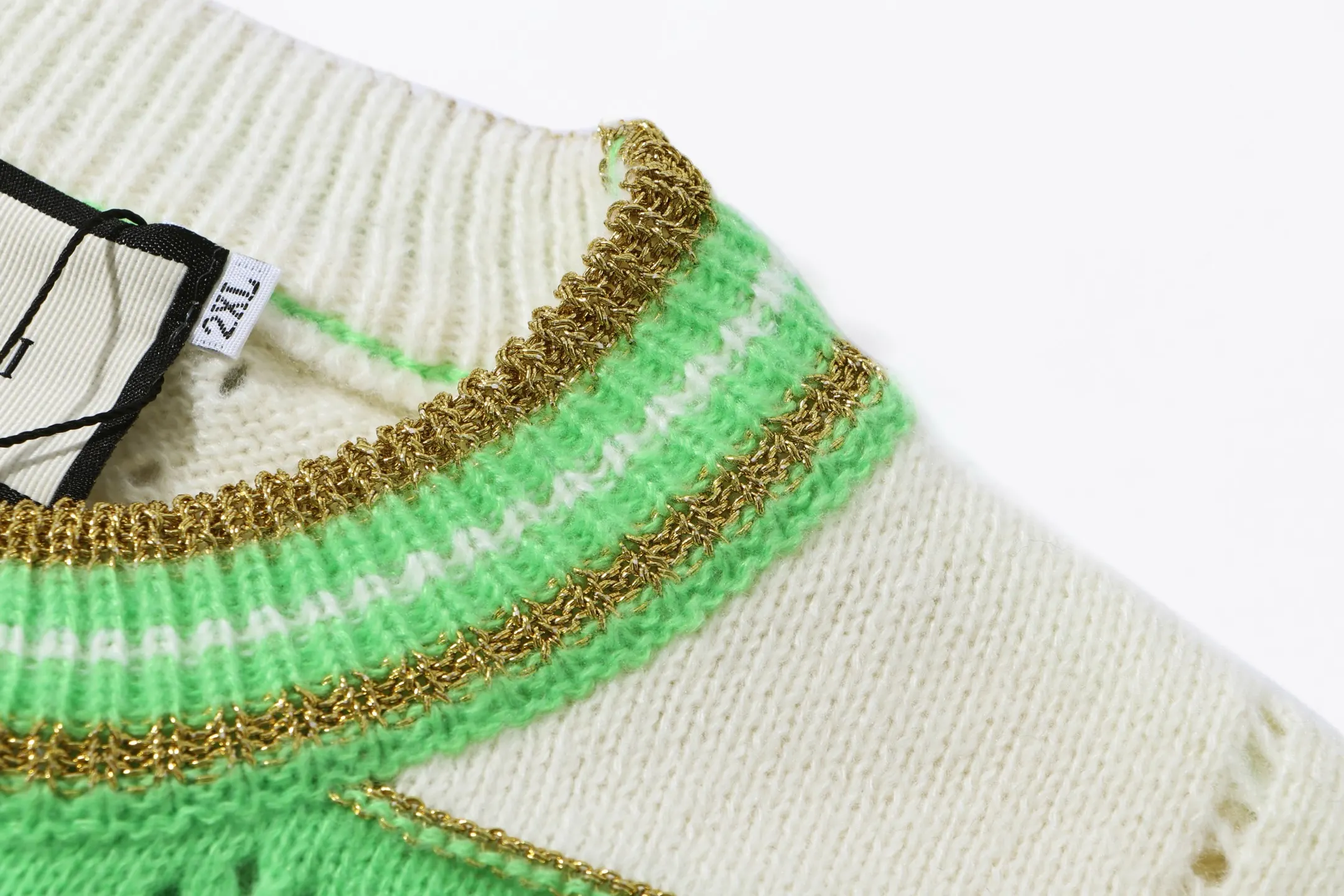 GG Perforated Striped Knit Sweater D20023430 — view 4