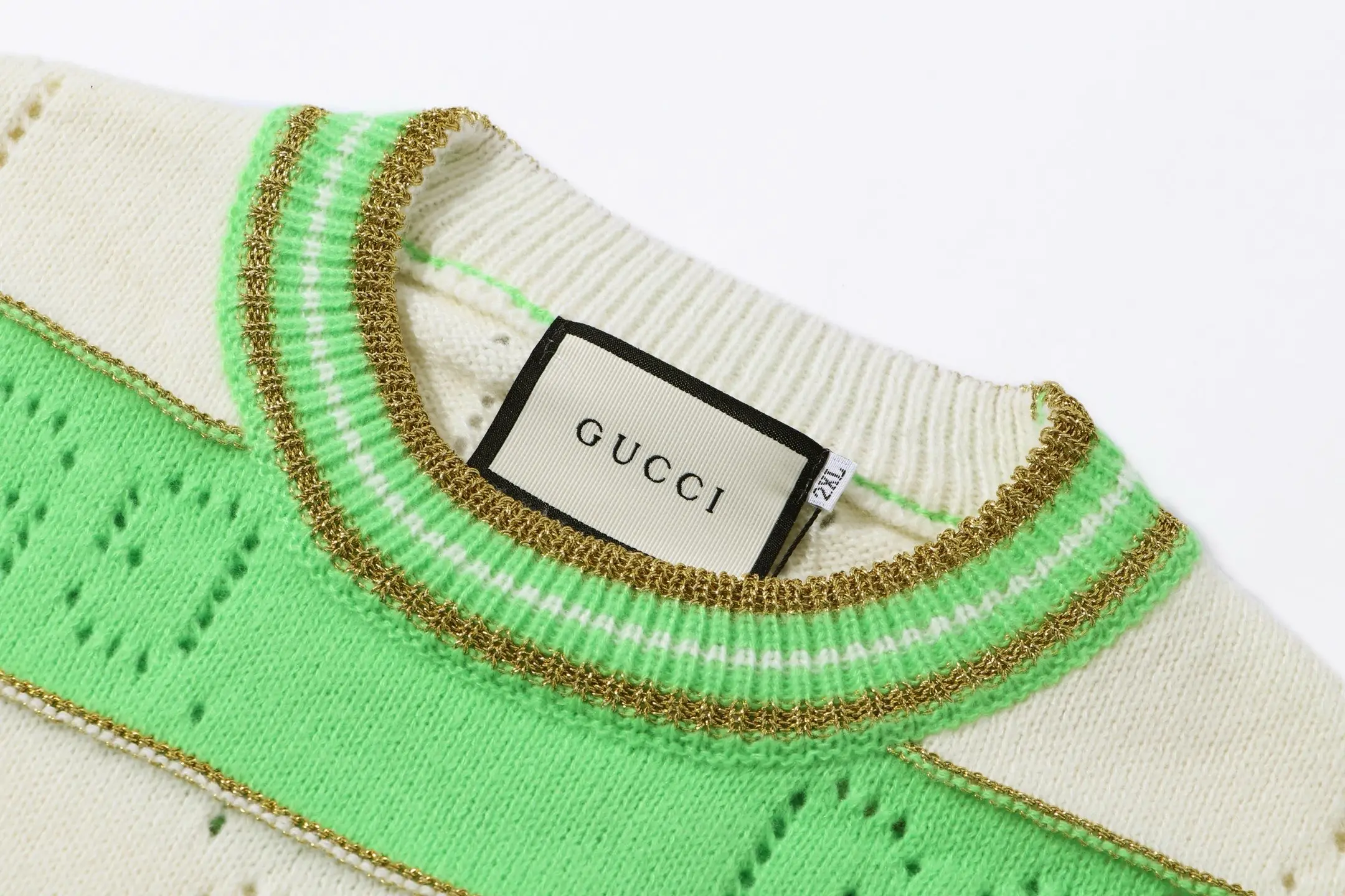 GG Perforated Striped Knit Sweater D20023430 — view 5