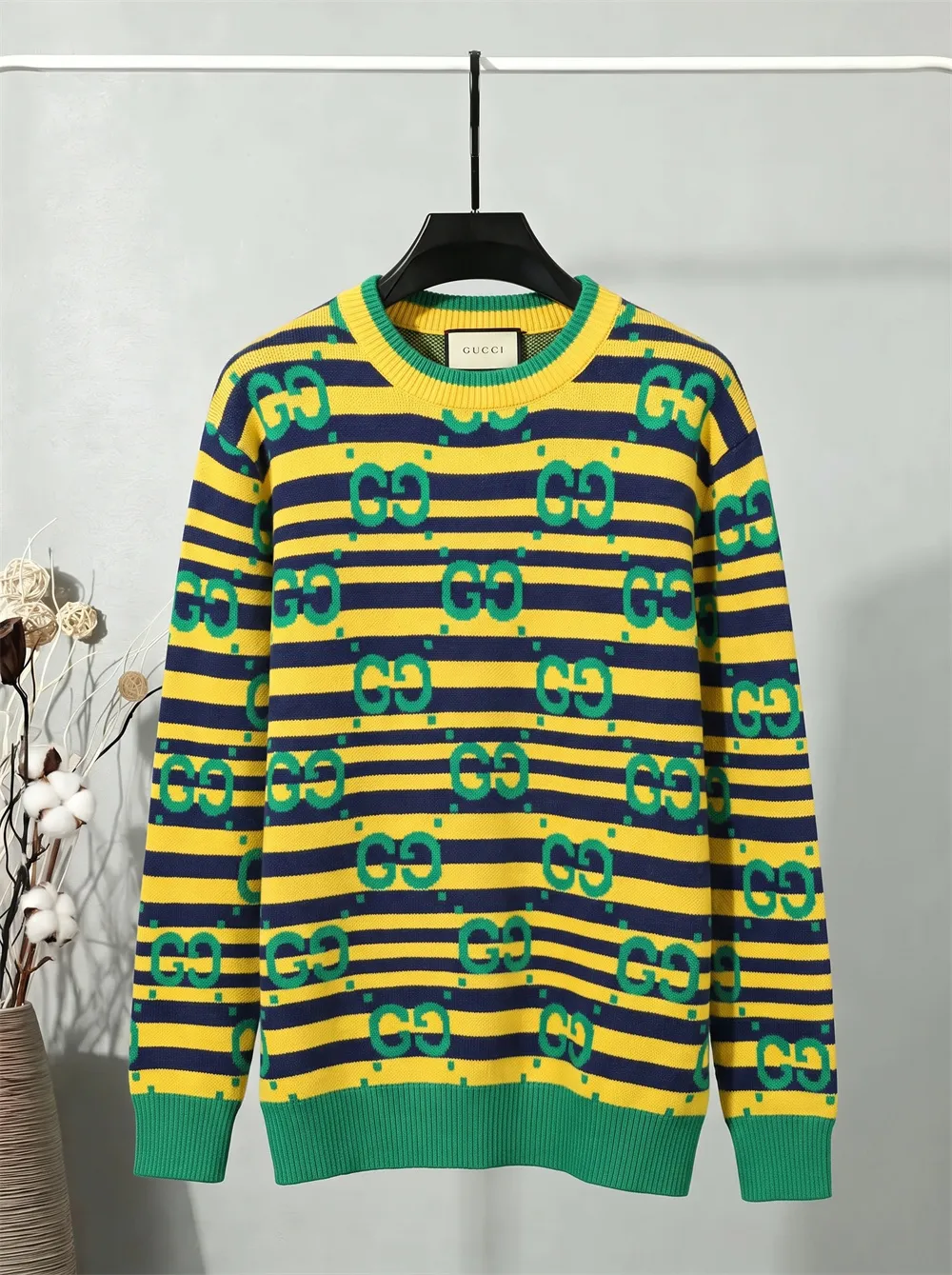 Interlocking G Striped Wool Sweater D20023428