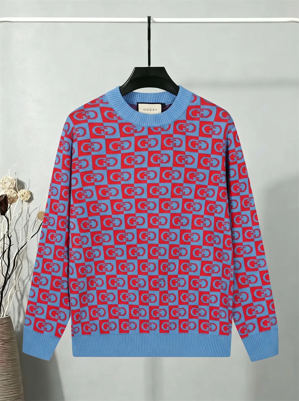 Gucci GG Jacquard Check Crew-Neck Sweater D20023423