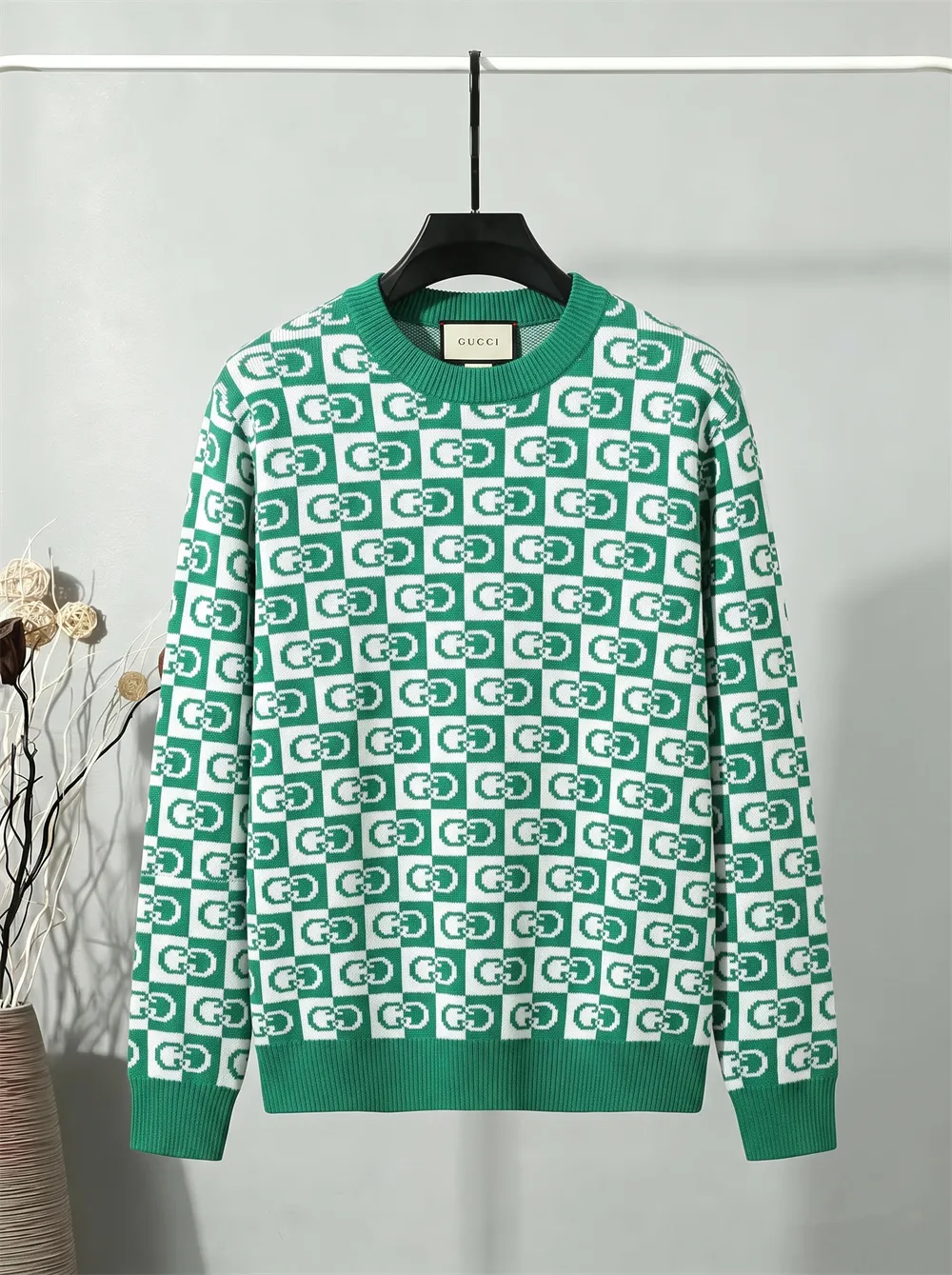 GG Monogram Checkered Jacquard Sweater D20023424