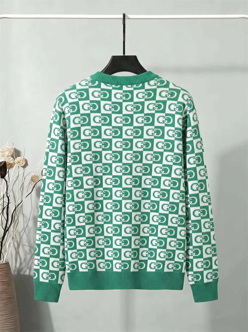 GG Monogram Checkered Jacquard Sweater D20023424 — view 2