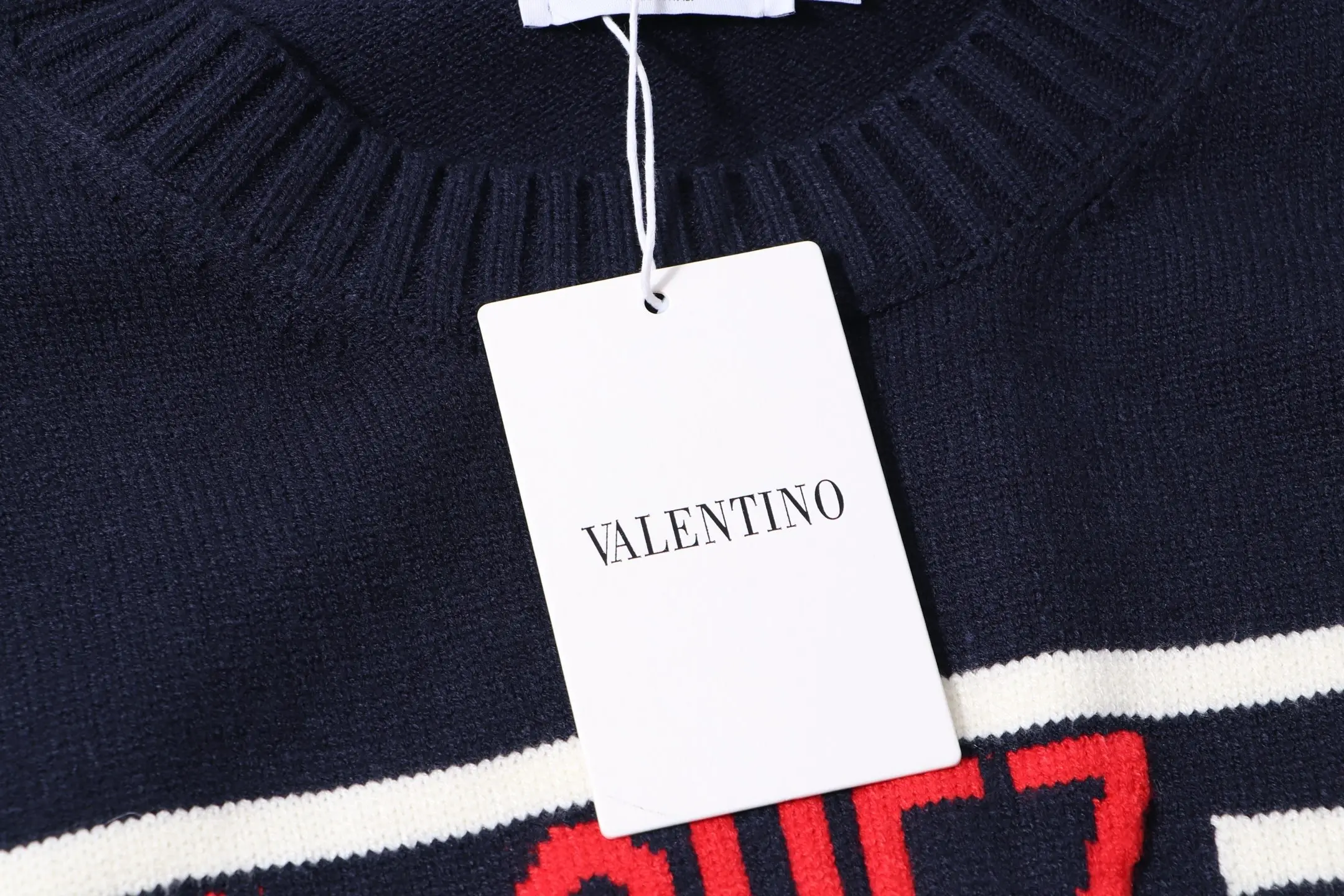 Chez Valentino Striped Logo Crew-Neck Sweater D20023414 — view 4