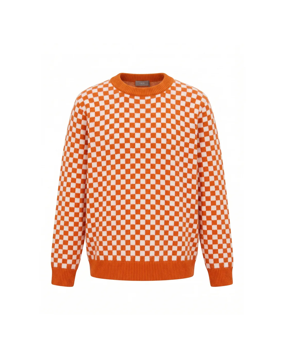 Checkerboard Jacquard Crew-Neck Sweater D21023450