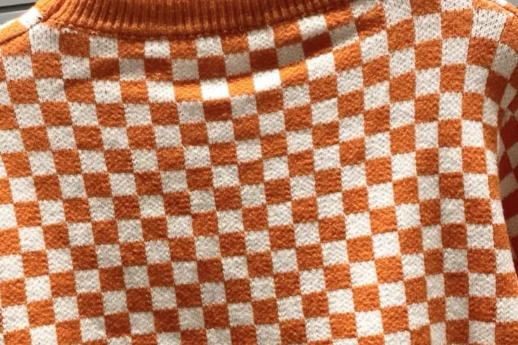 Checkerboard Jacquard Crew-Neck Sweater D21023450 — view 7