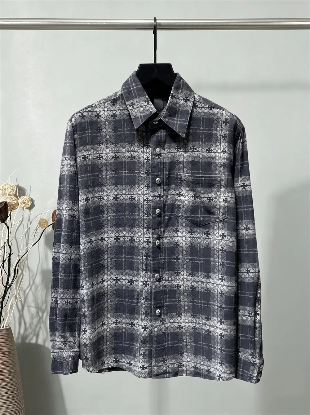 Cross-Jacquard Plaid Flannel Shirt D22023466