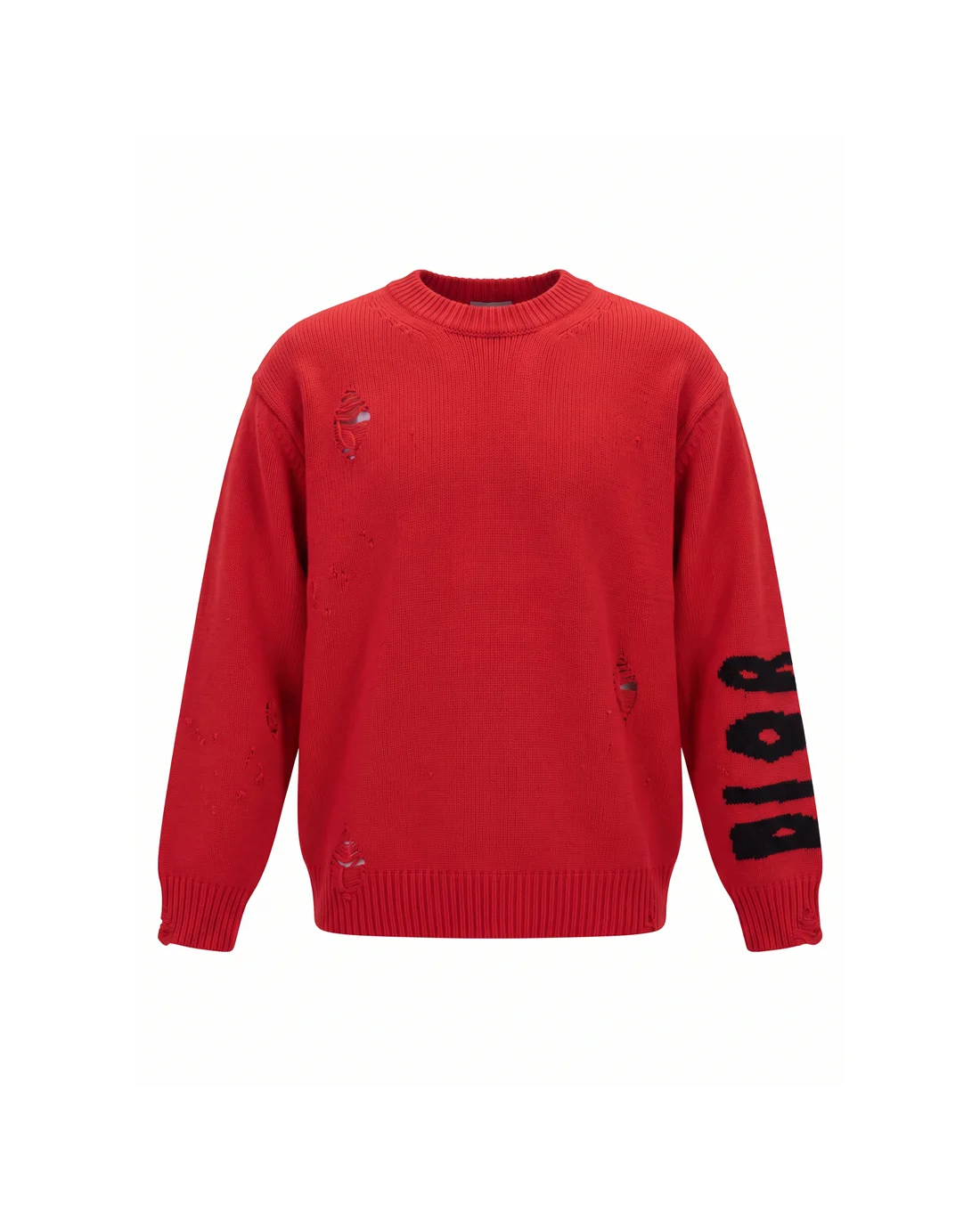 Distressed Logo Crew-Neck Sweater D22023382
