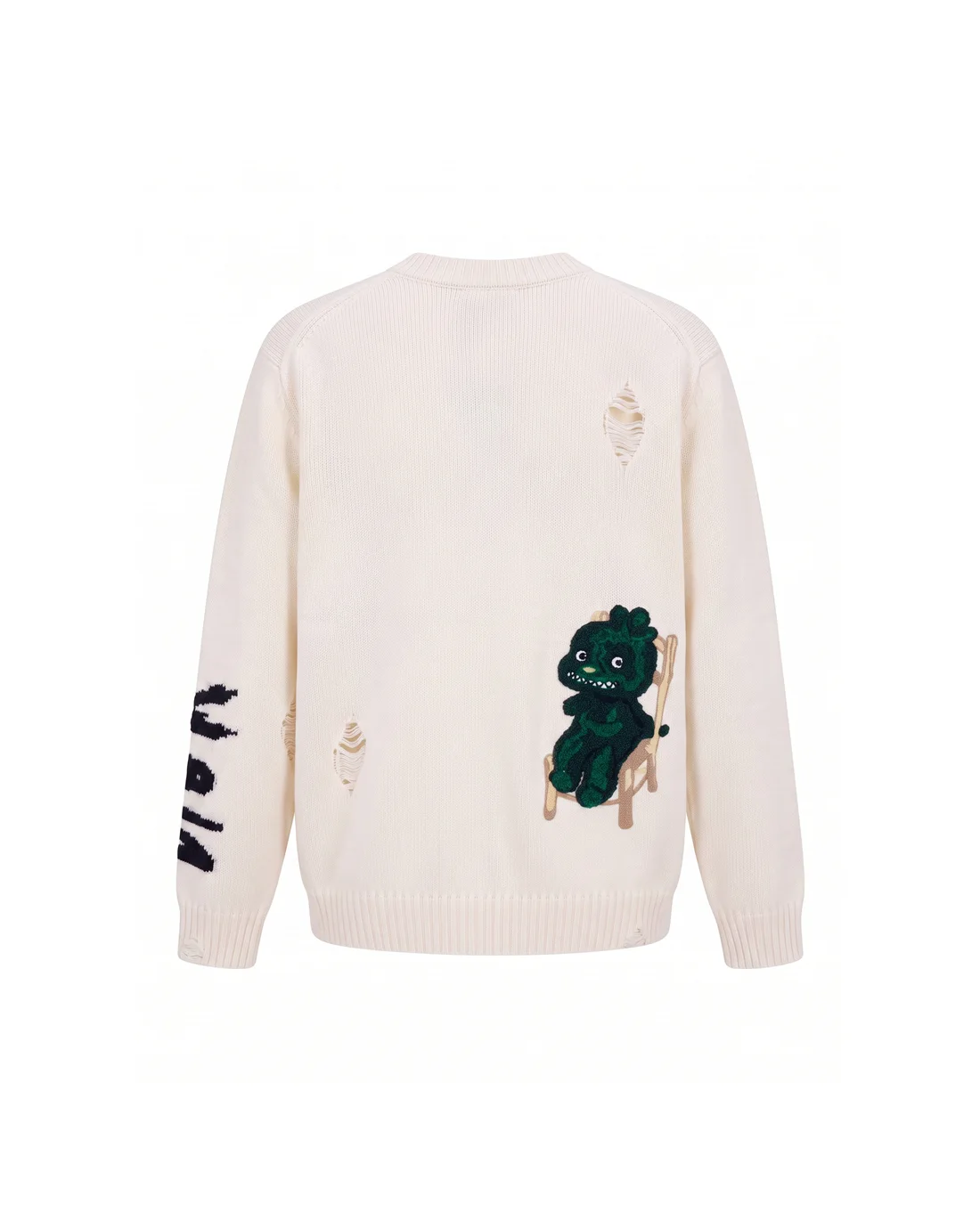 Distressed Logo Intarsia Crew-Neck Sweater D22023384 — view 2
