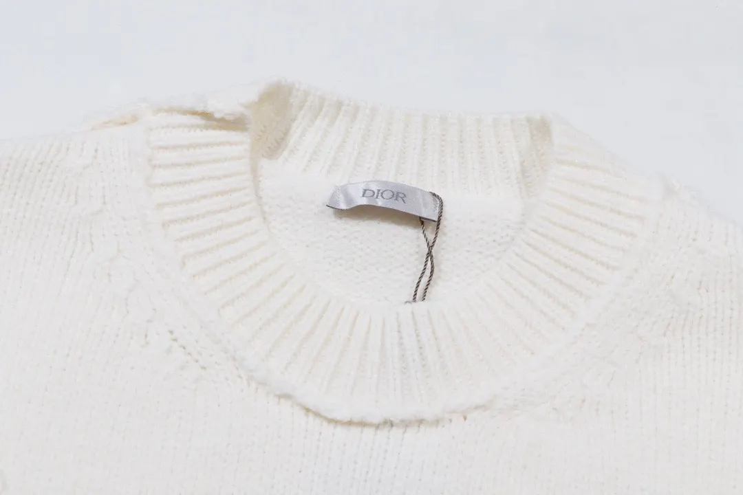 Distressed Logo Intarsia Crew-Neck Sweater D22023384 — view 6