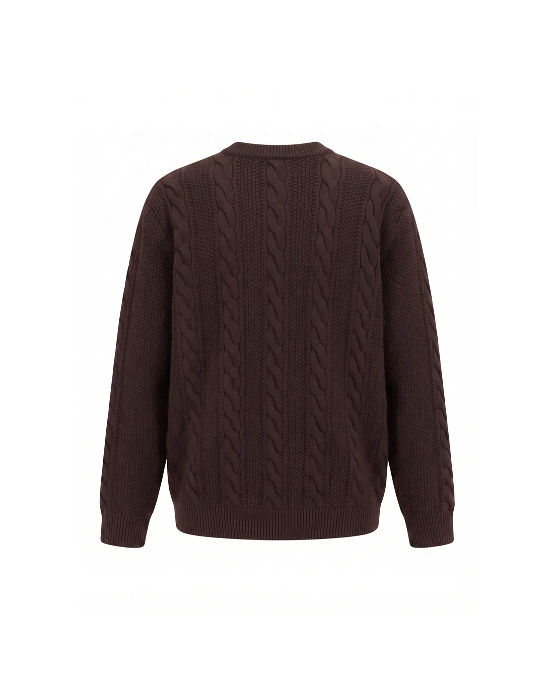 Cable-Knit Crew-Neck Sweater with Leather Logo Patch D23023451 — view 2