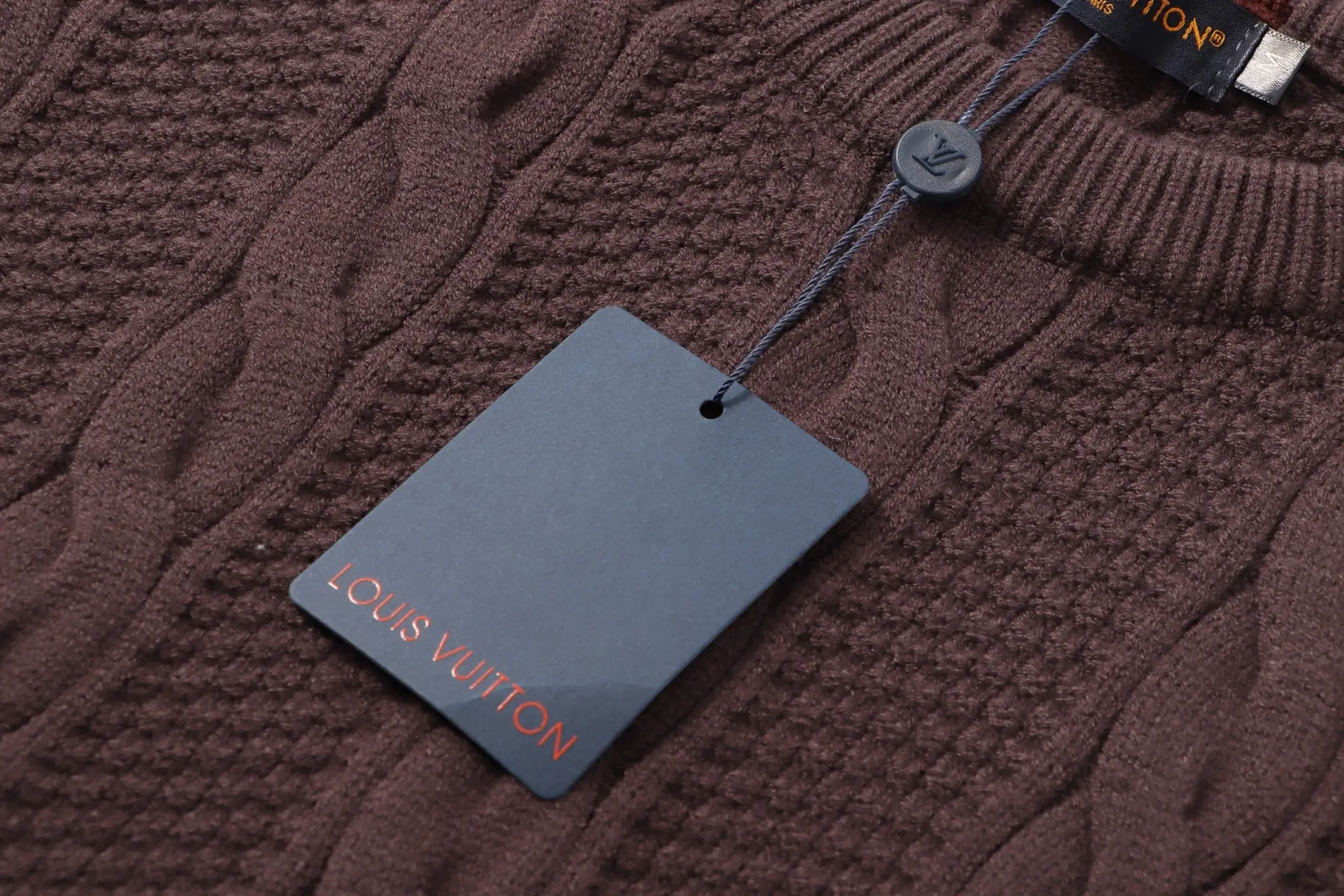 Cable-Knit Crew-Neck Sweater with Leather Logo Patch D23023451 — view 8