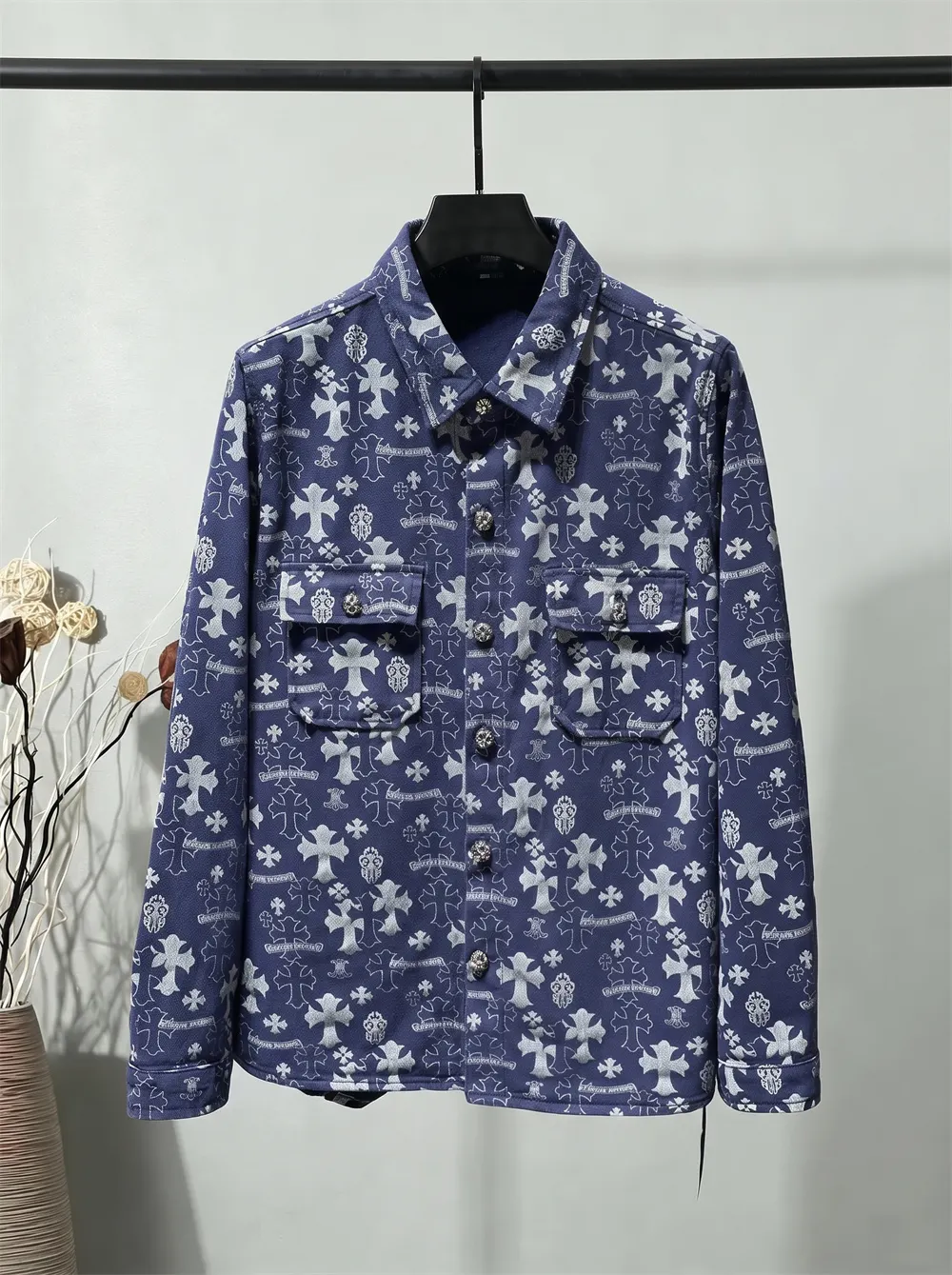 Monogram Cross Print Denim Shirt Jacket D23023468