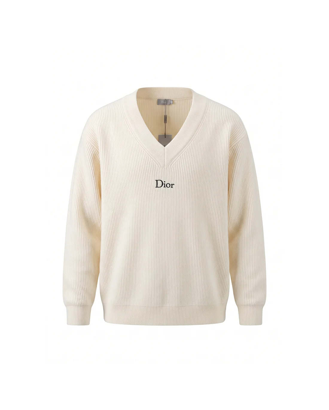 Logo Embroidered V-Neck Ribbed Sweater D23023378