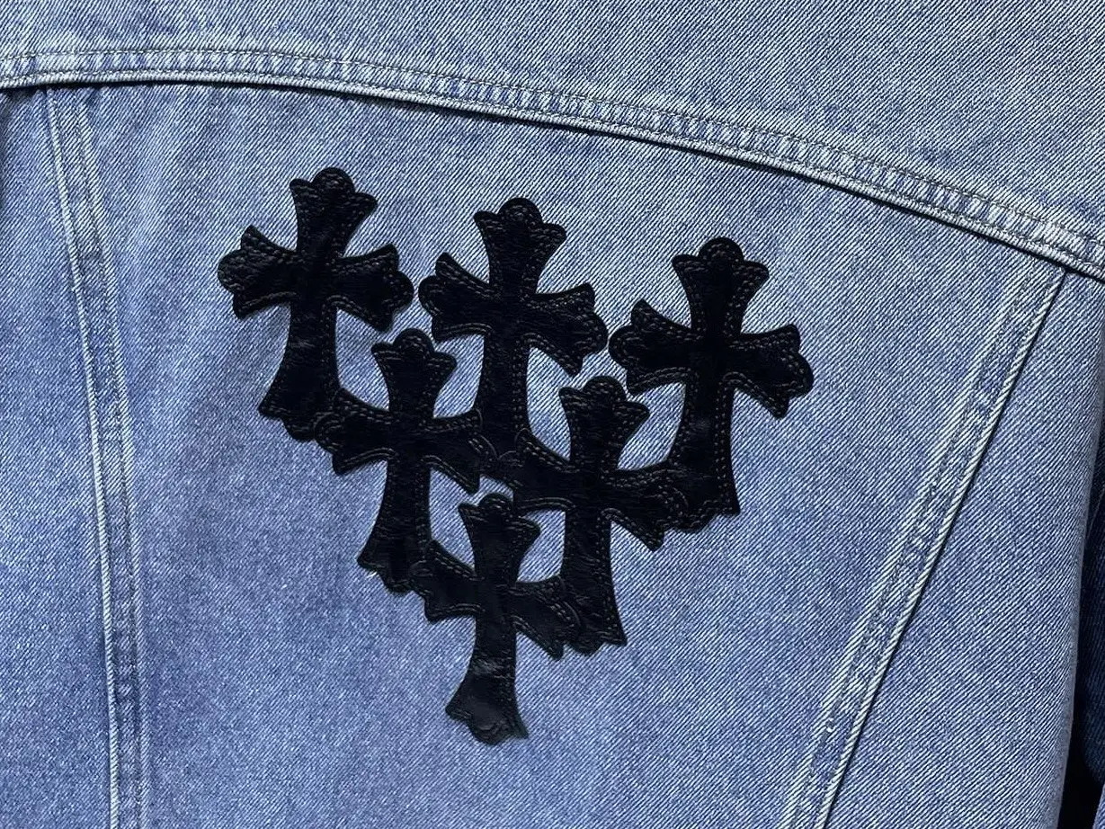 Embroidered Leather Patch Denim Jacket D25023459 — view 6