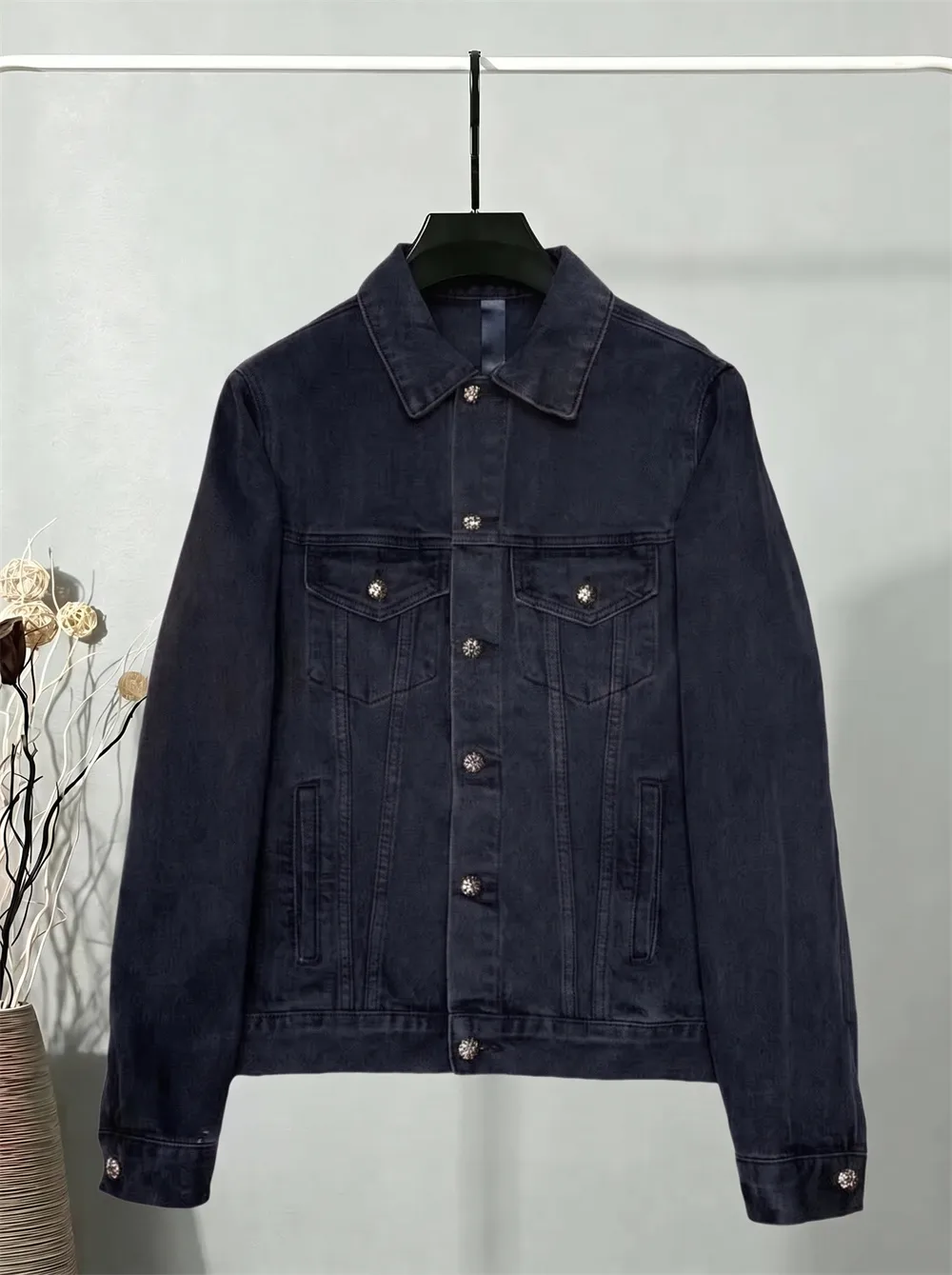 Embroidered Leather-Patch Denim Jacket D25023461