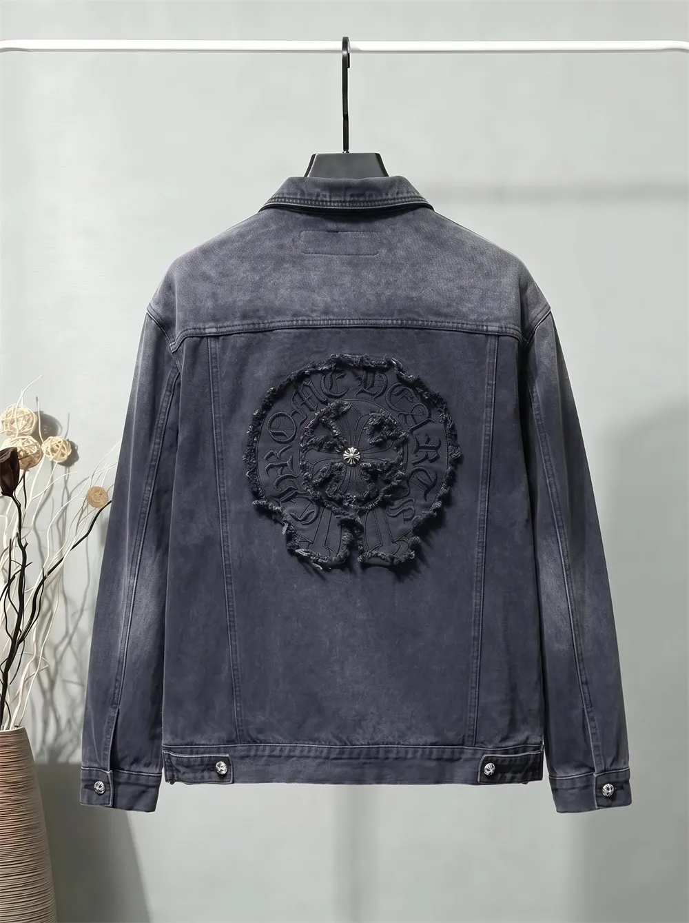 Embroidered Leather-Patch Denim Jacket D25023460 — view 2