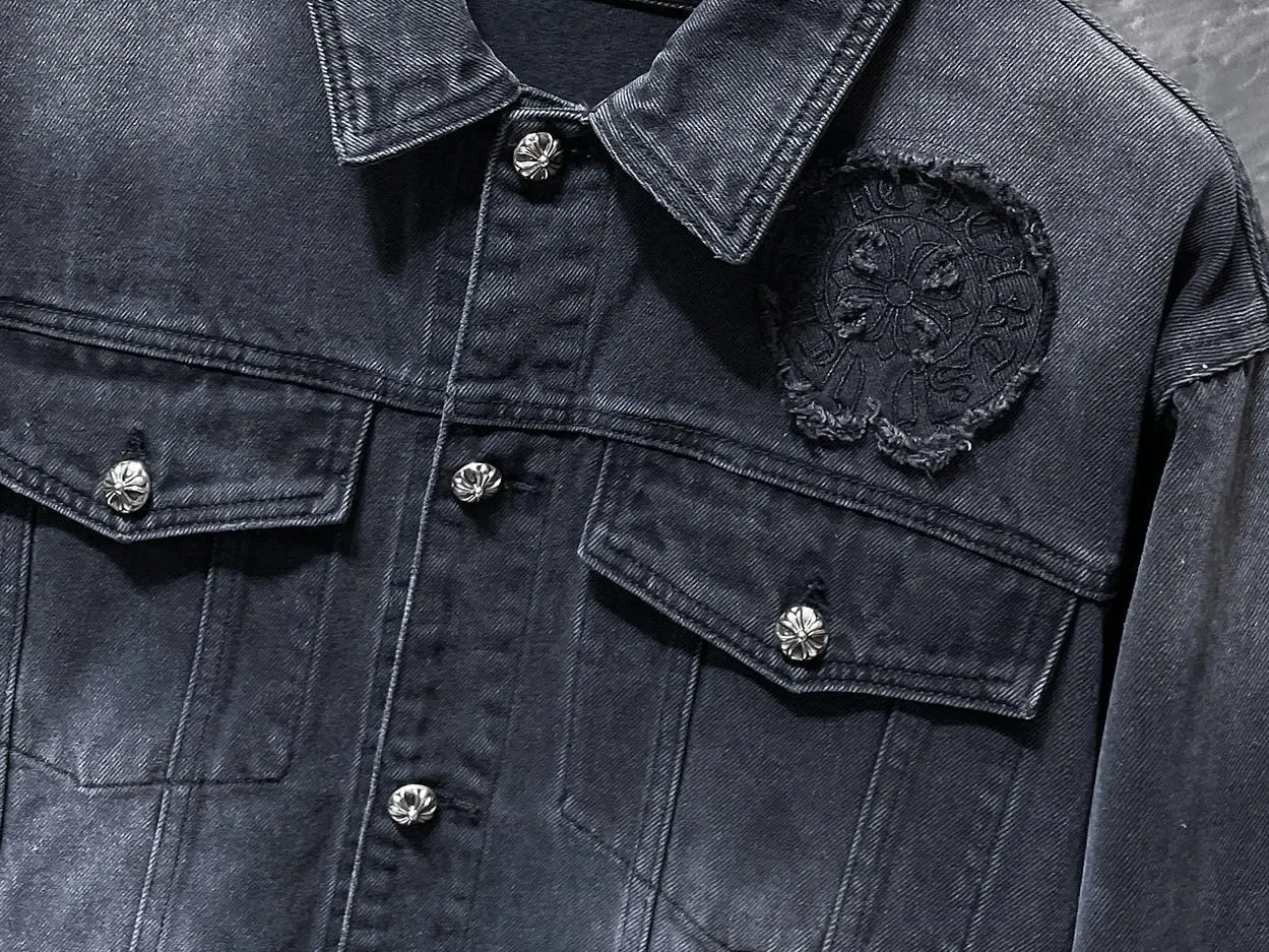 Embroidered Leather-Patch Denim Jacket D25023460 — view 4