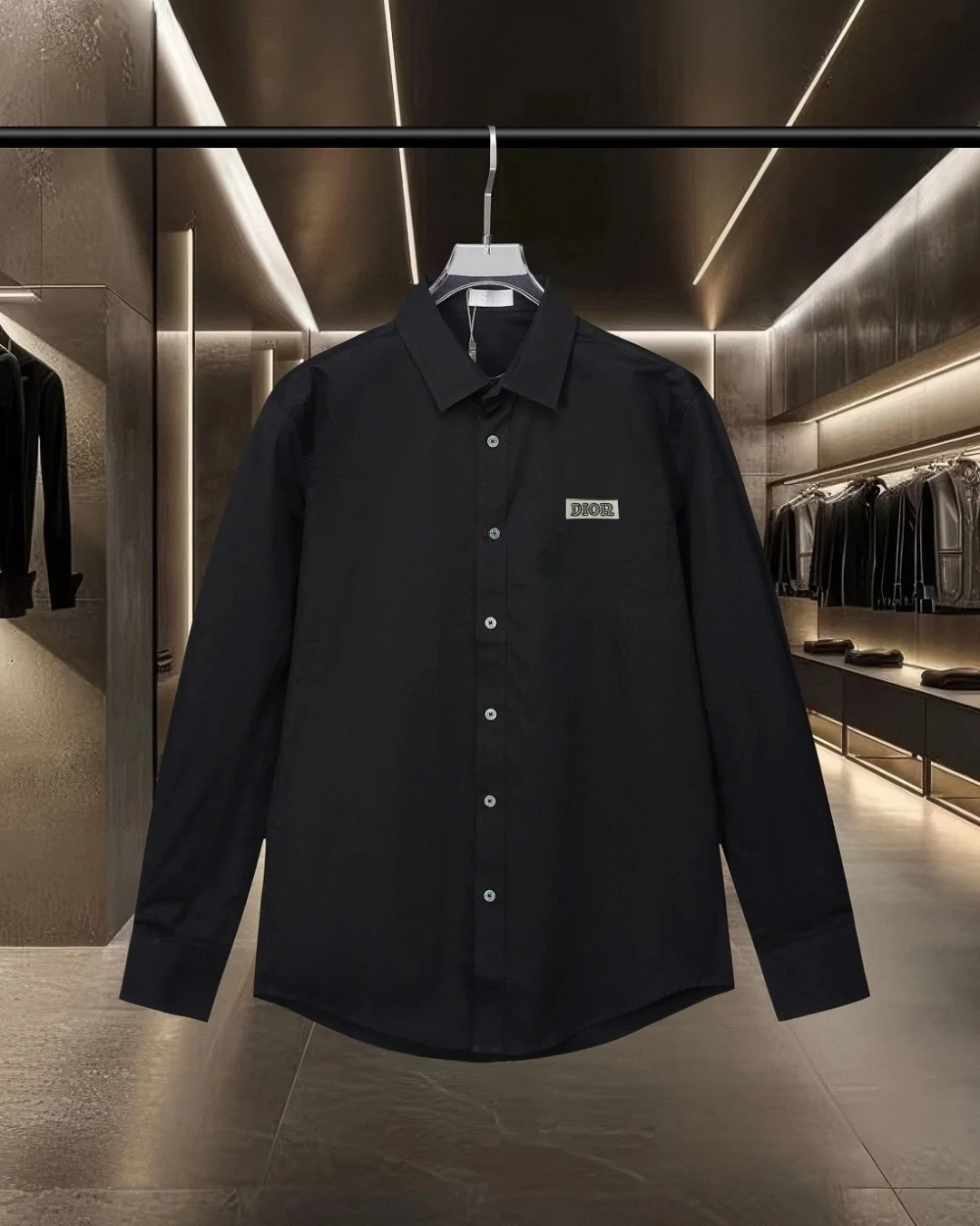 Logo Embroidered Cotton Long-Sleeve Shirt D17811714