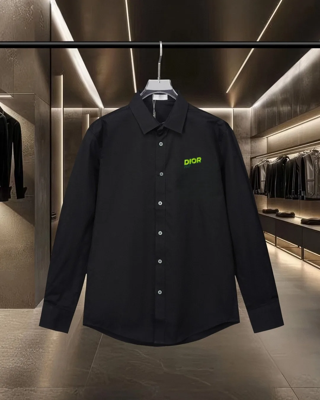 Logo Embroidery Long-Sleeve Cotton Shirt D17811718