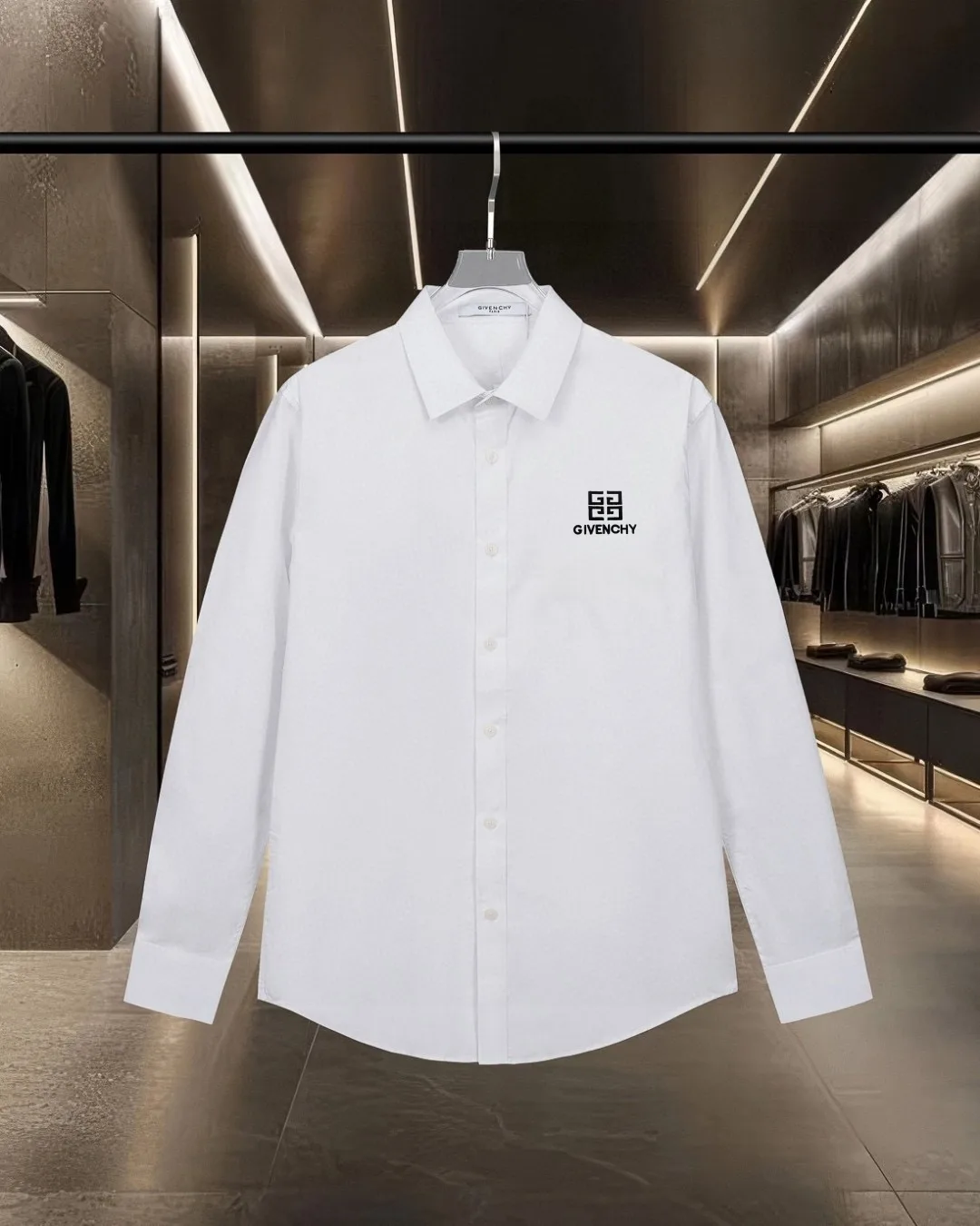 Logo-Embroidered Cotton Long-Sleeve Shirt D17811733