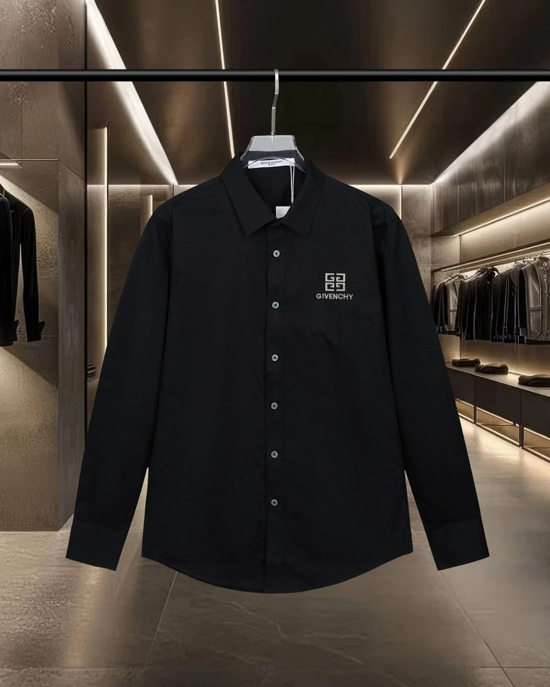 Logo-Embroidered Cotton Long-Sleeve Shirt D17811732