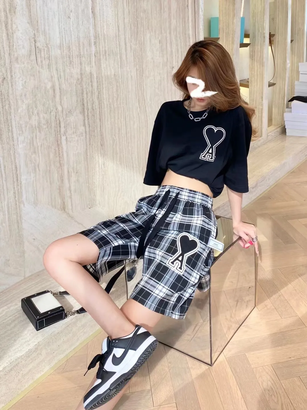 Ami de Coeur Plaid Embroidered Shorts D11511671 — view 4