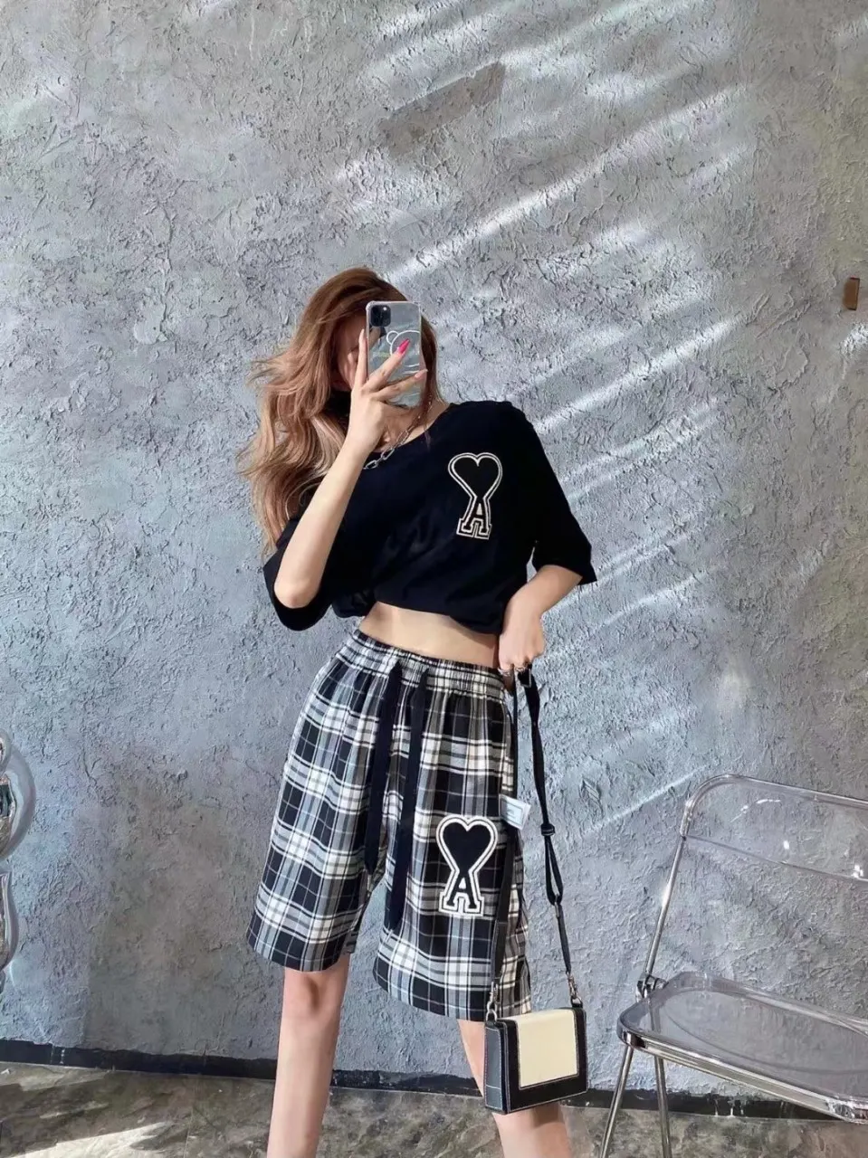 Ami de Coeur Plaid Embroidered Shorts D11511671 — view 8