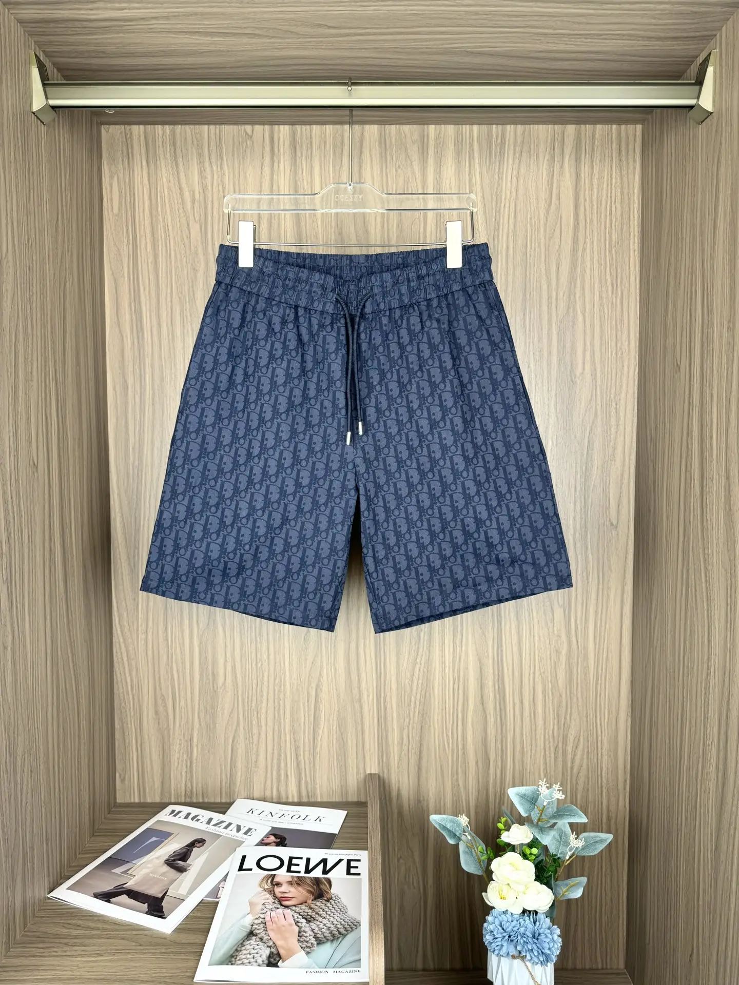 Oblique Print Drawstring Shorts D13011673