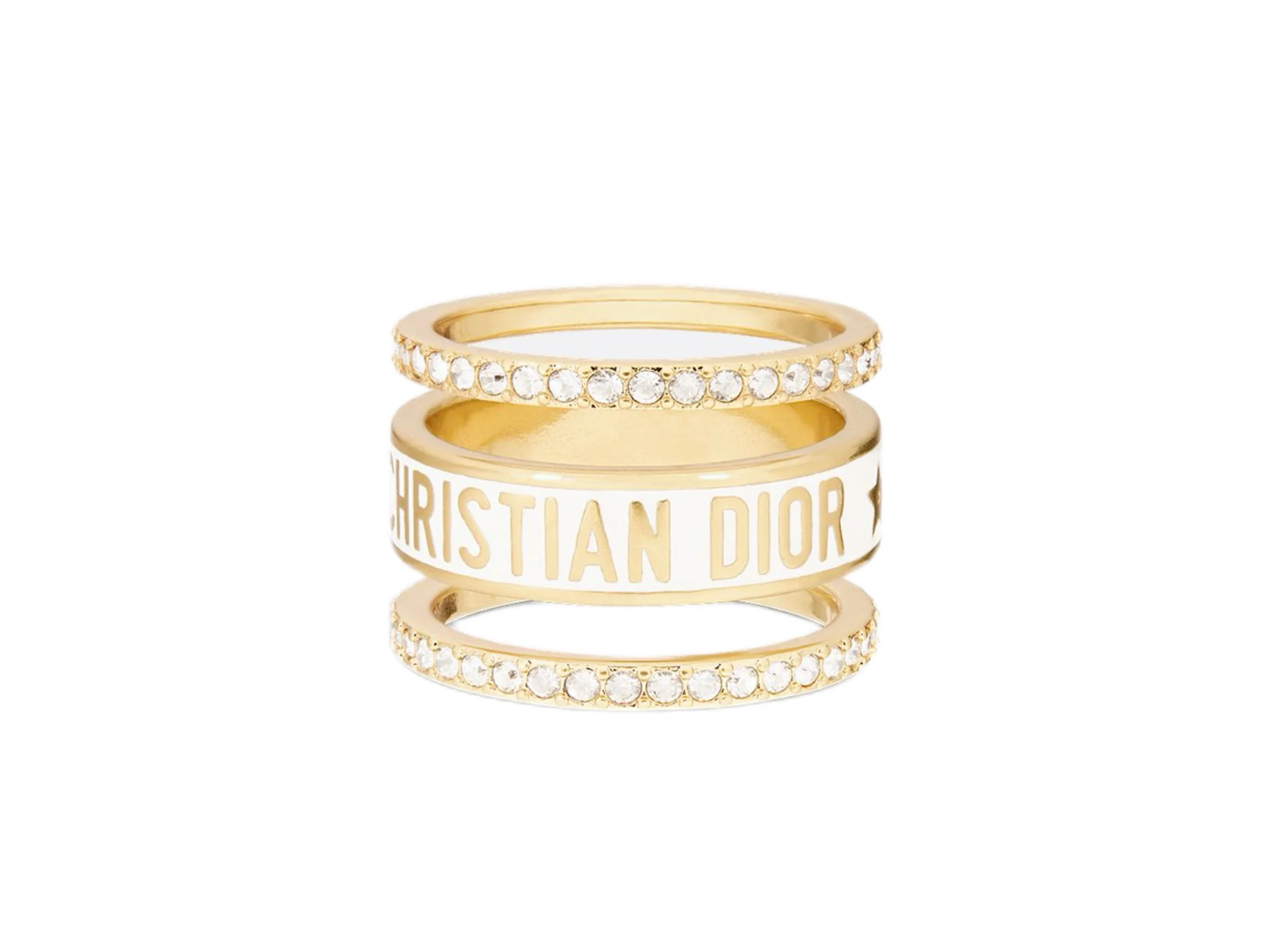 Crystal-Embellished Logo Stackable Ring Set D15017188