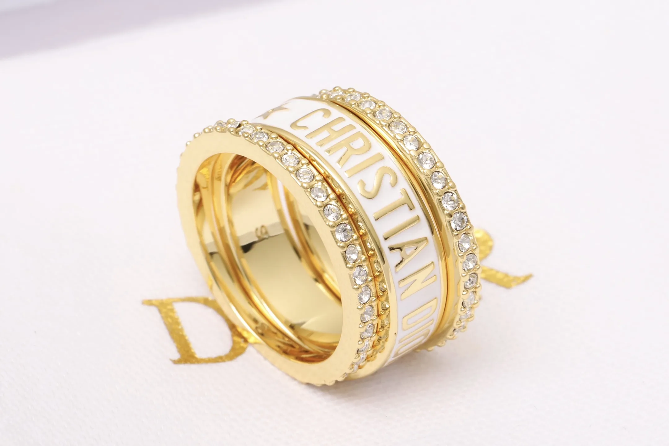 Crystal-Embellished Logo Stackable Ring Set D15017188 — view 3