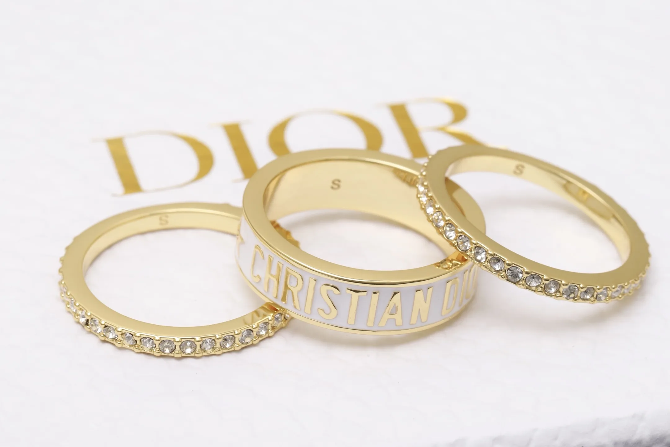 Crystal-Embellished Logo Stackable Ring Set D15017188 — view 4