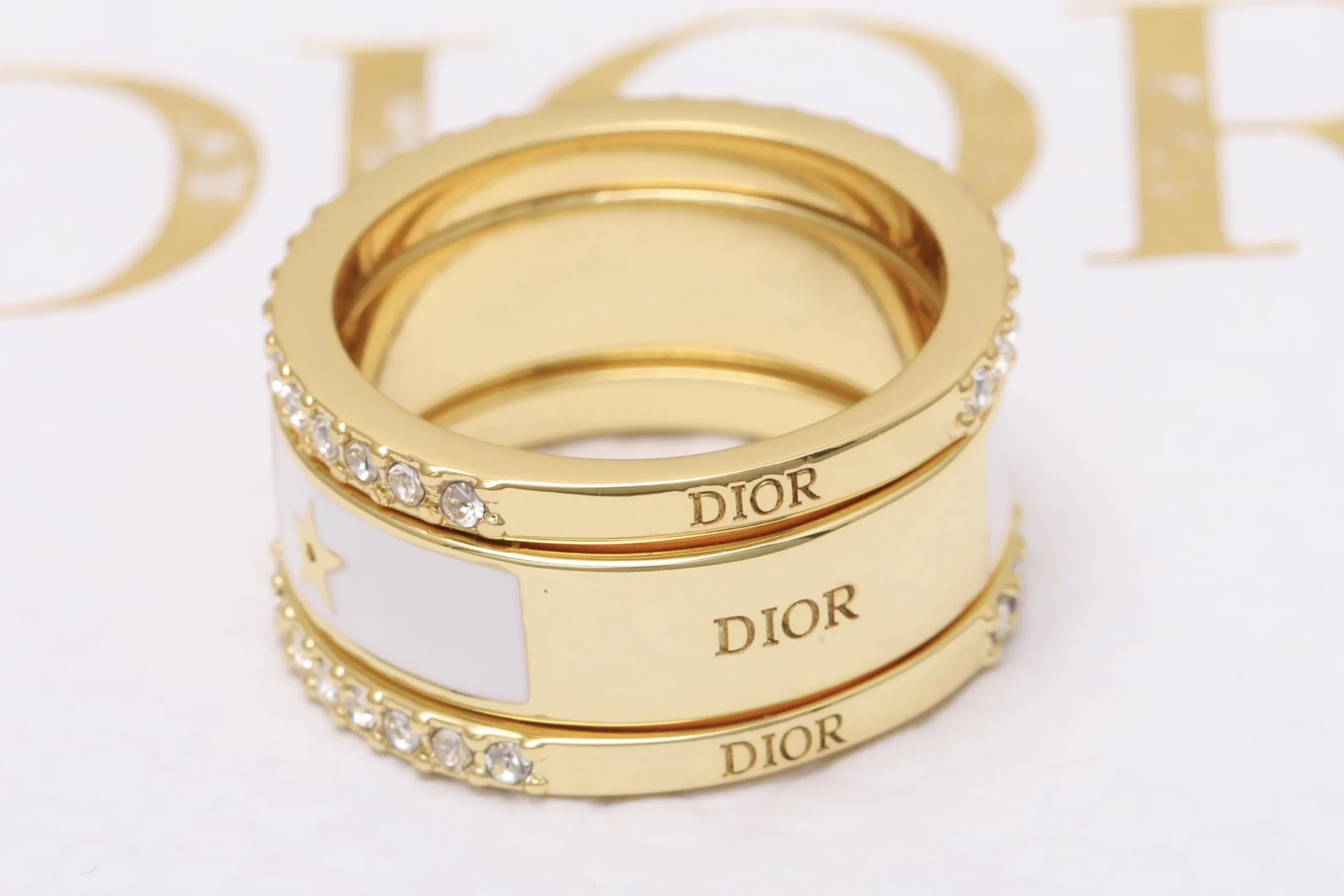 Crystal-Embellished Logo Stackable Ring Set D15017188 — view 5
