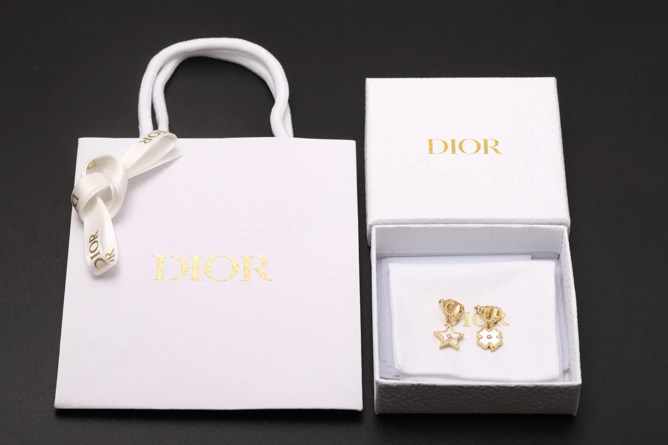 CD Star and Clover Mother-of-Pearl Drop Earrings D14017375 — view 2