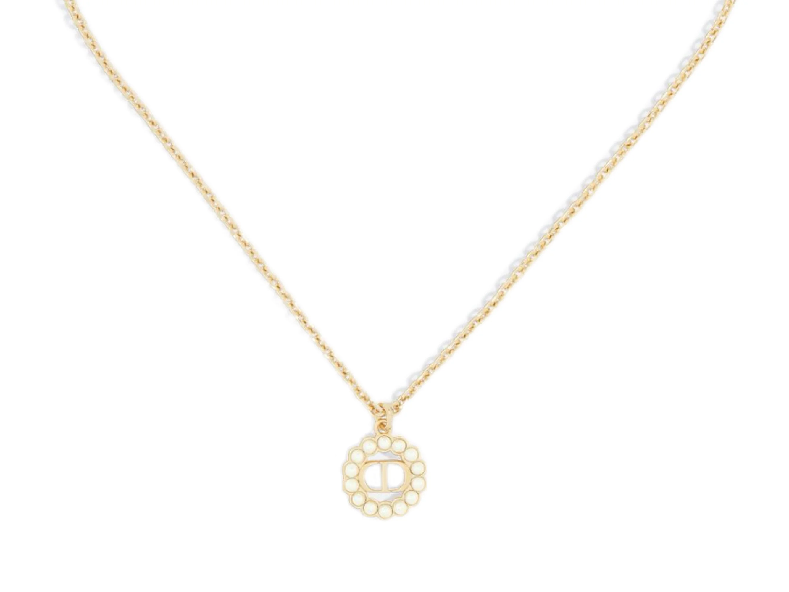 CD Logo Pearl Circular Pendant Necklace D14017212