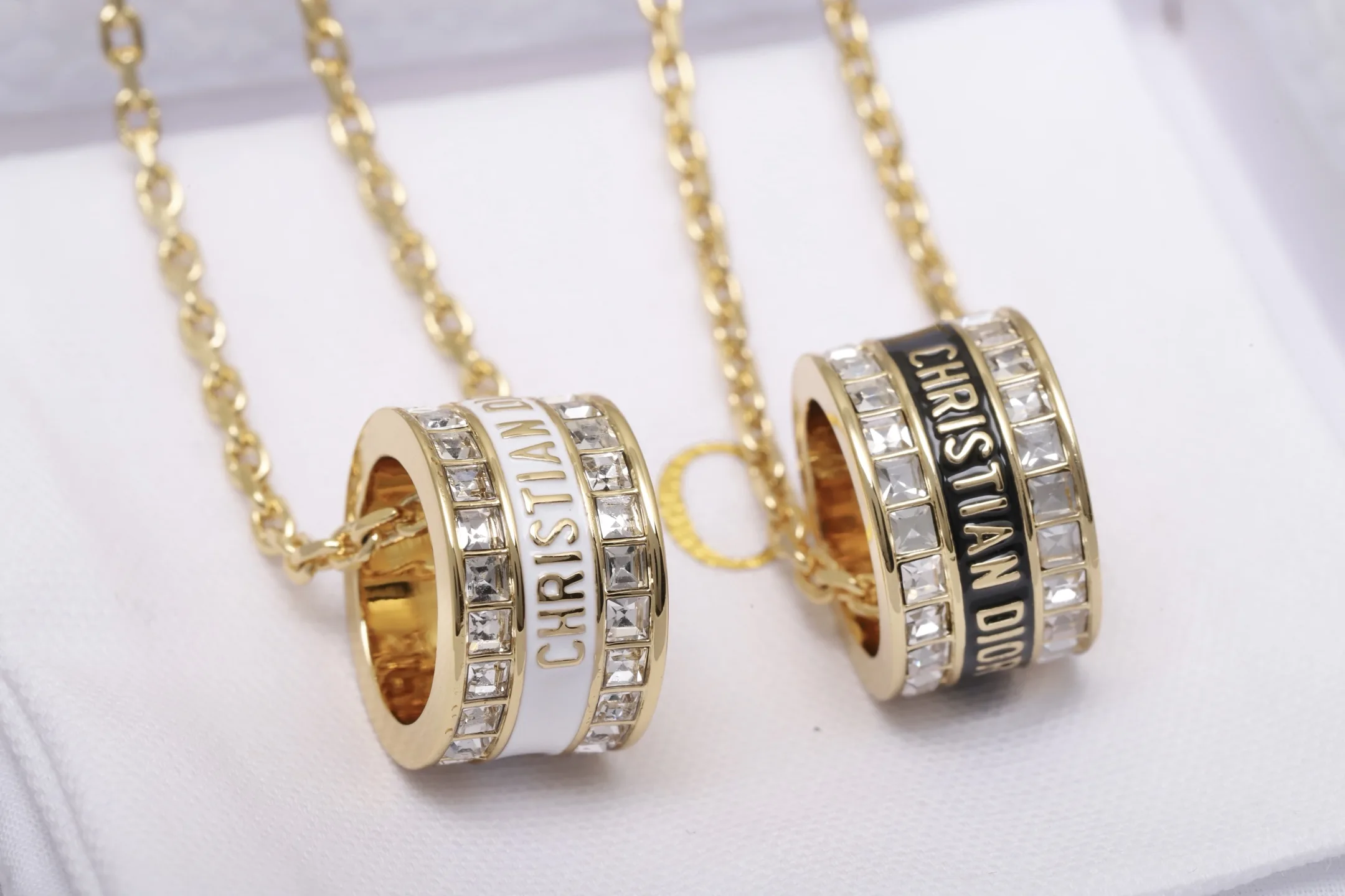Enamel and Crystal Barrel Pendant Necklace D14017446 — view 2
