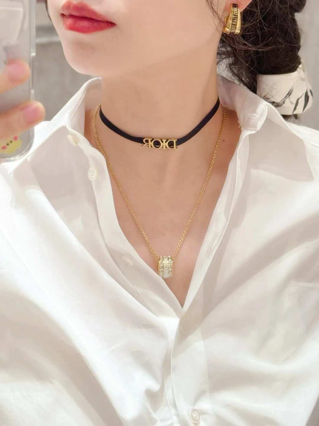 Logo Grosgrain Ribbon Choker Necklace D13017377 — view 7