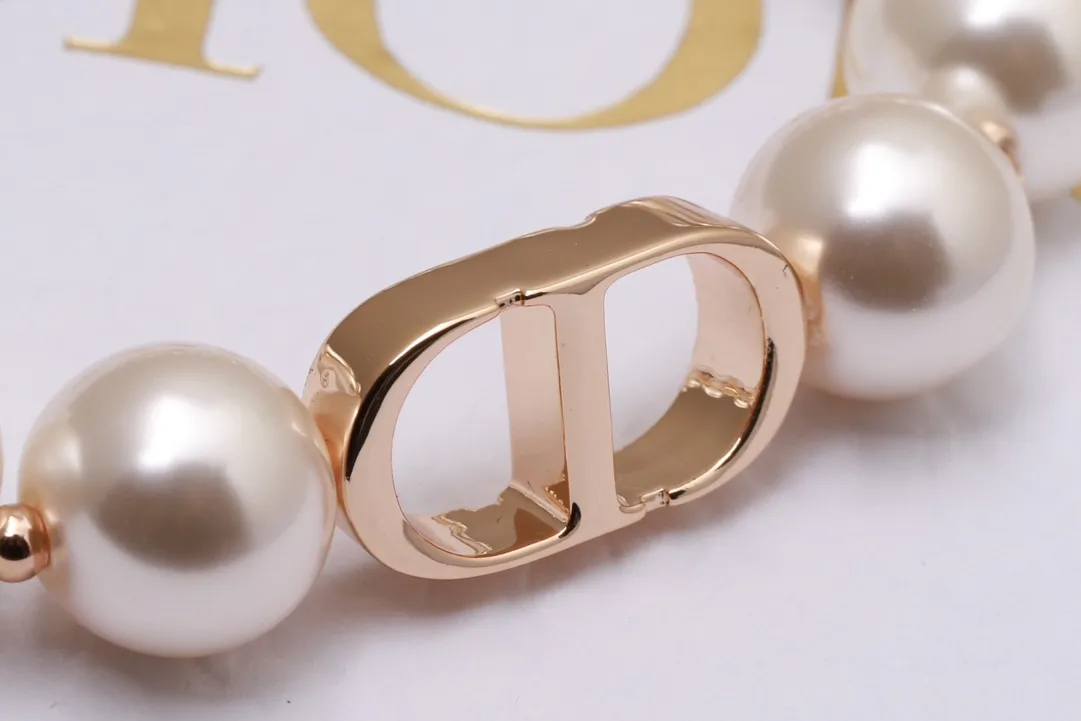 CD Logo Faux Pearl Bracelet (Gold-Plated Brass) D14517259 — view 5