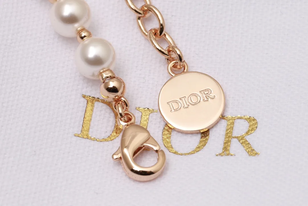 CD Logo Faux Pearl Bracelet (Gold-Plated Brass) D14517259 — view 7