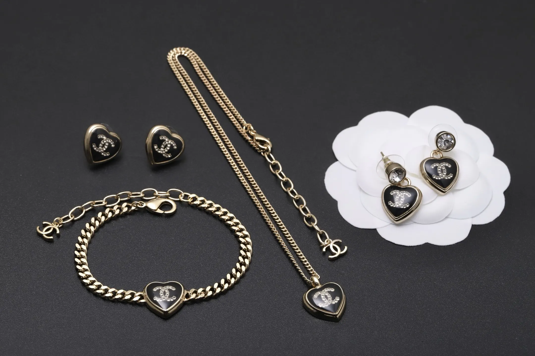 Heart Obsidian Charm Chain Bracelet D11517373 — view 3