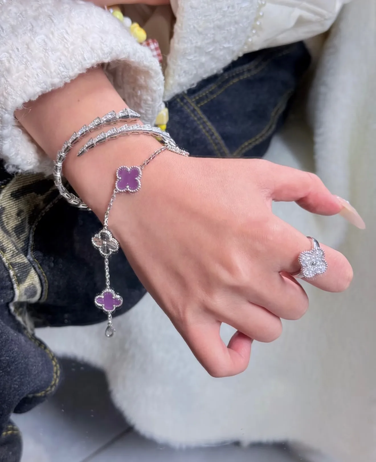Vintage Alhambra 5-Motif Bracelet (Sterling Silver) D49016650 — view 8