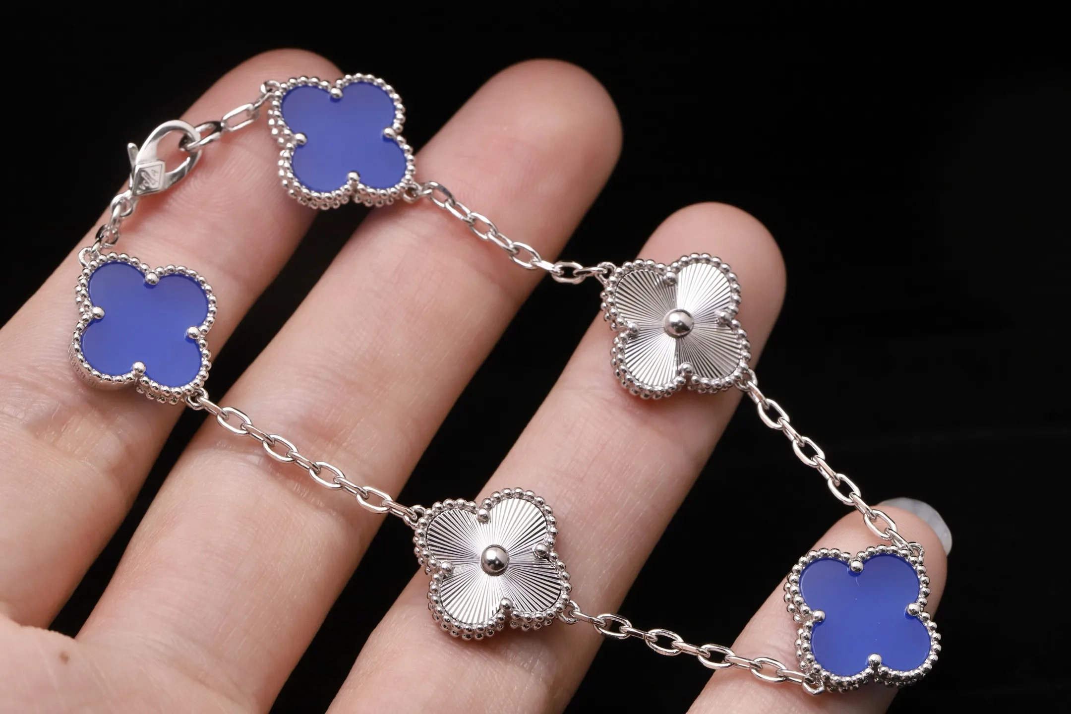 Vintage Alhambra 5-Motif Bracelet (Sterling Silver) D49016651 — view 4