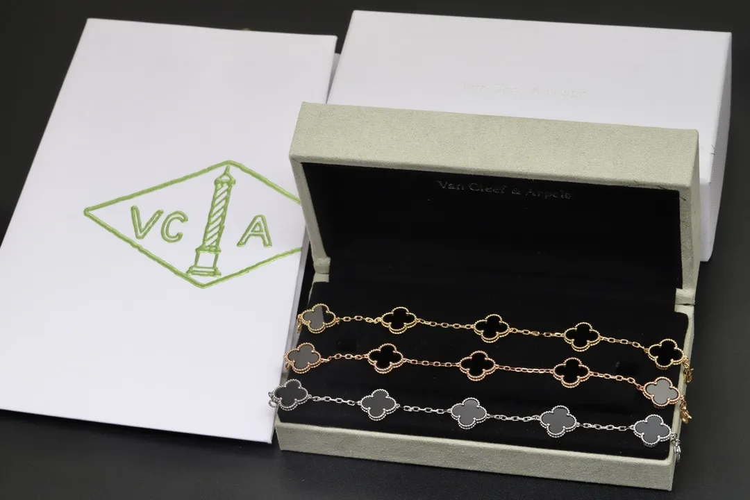 Vintage Alhambra 5-Motif Onyx Bracelet (Sterling Silver) D49016945