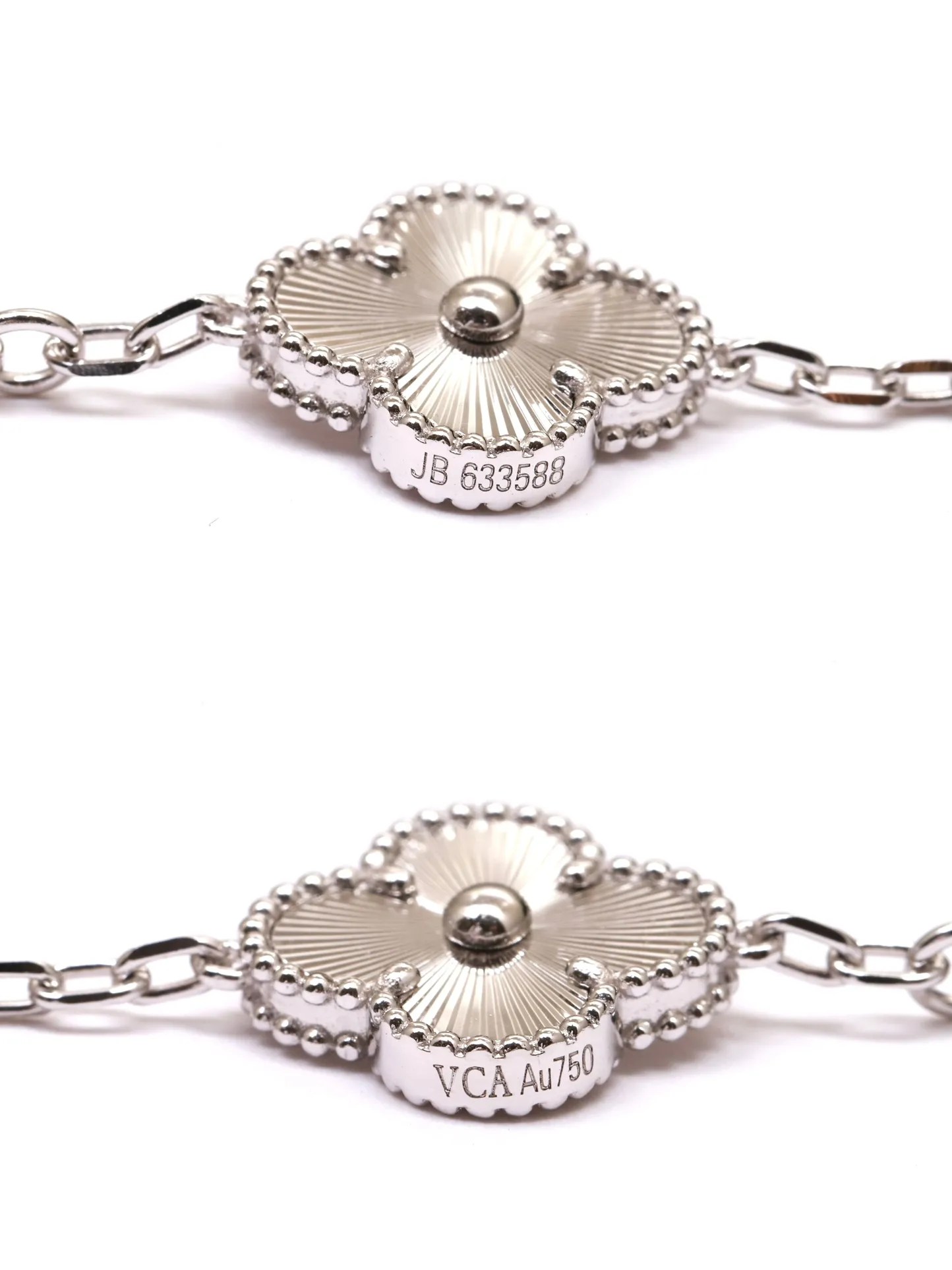 Alhambra 5-Motif Guilloché and Diamond Bracelet (Sterling Silver) D51016635 — view 8