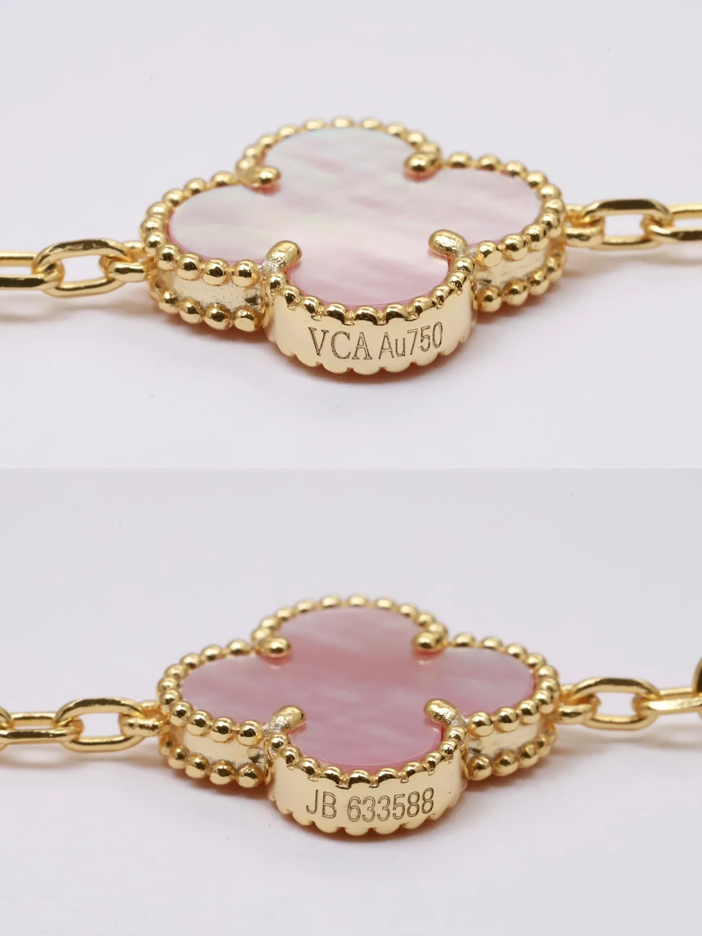Vintage Alhambra 5-Motif Pink Shell Bracelet D52016642 — view 7