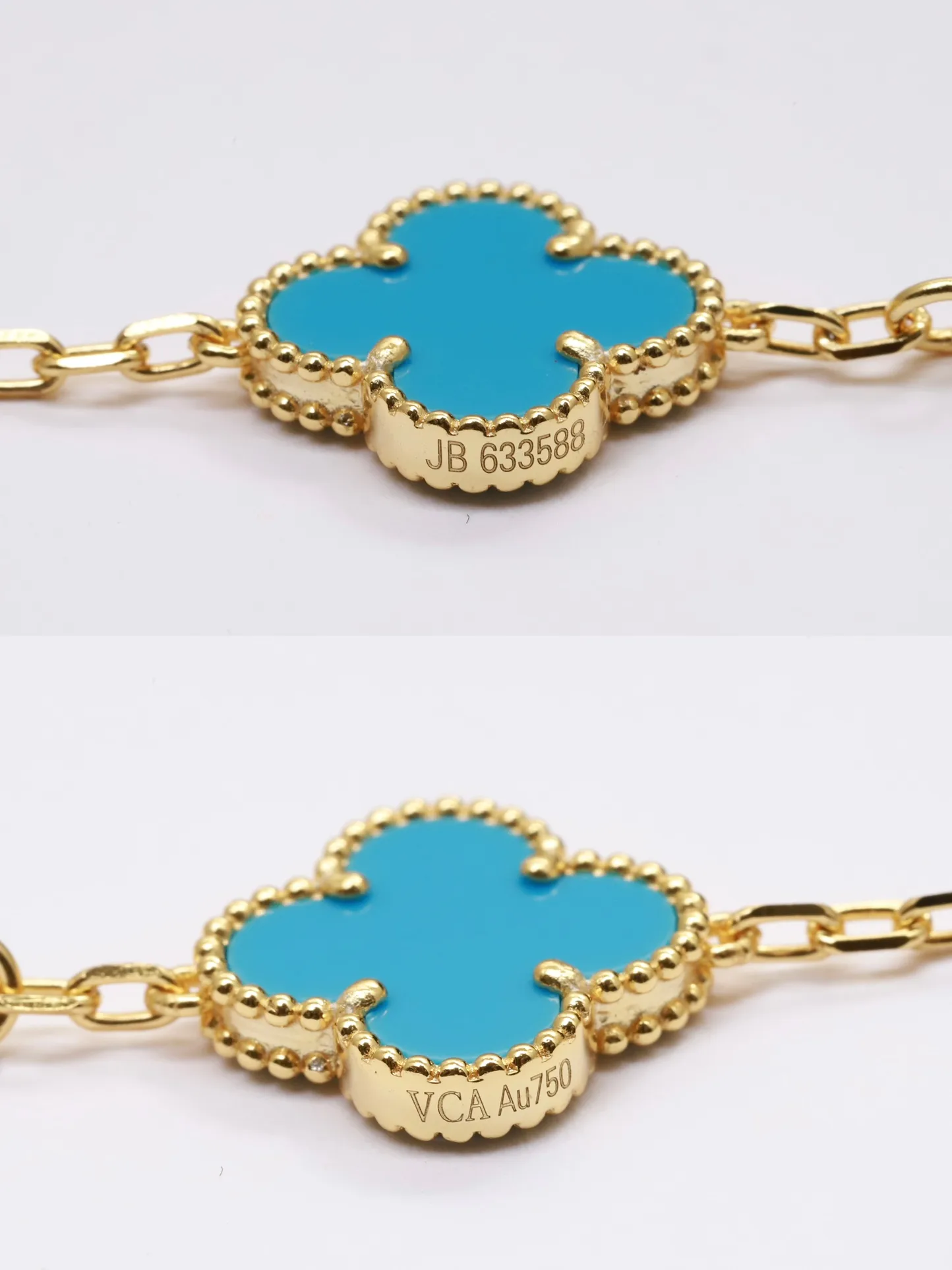 Alhambra 5-Motif Turquoise and Diamond Bracelet (Sterling Silver) D51016639 — view 7