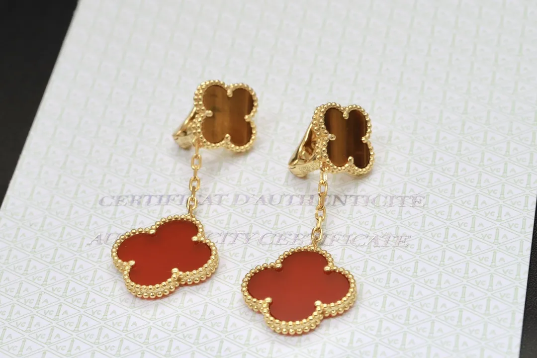 Vintage Alhambra 2-Motif Drop Earrings (Sterling Silver) D35016929 — view 4