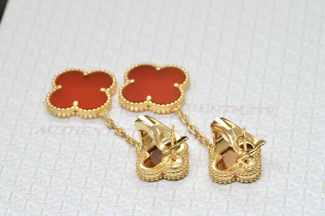 Vintage Alhambra 2-Motif Drop Earrings (Sterling Silver) D35016929 — view 5